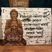 Pallet Buddha con fiore di loto dipinto a mano 120