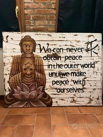 Pallet Buddha con fiore di loto dipinto a mano 120