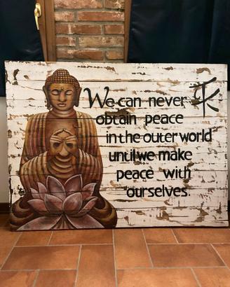 Pallet Buddha con fiore di loto dipinto a mano 120