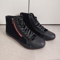 Scarpe sneakers alte nero rosso uomo