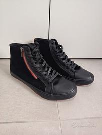 Scarpe sneakers alte nero rosso uomo