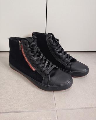 Scarpe sneakers alte nero rosso uomo
