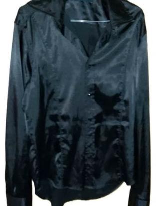 Camicia lucida nera per uomo slim fit della Sasch