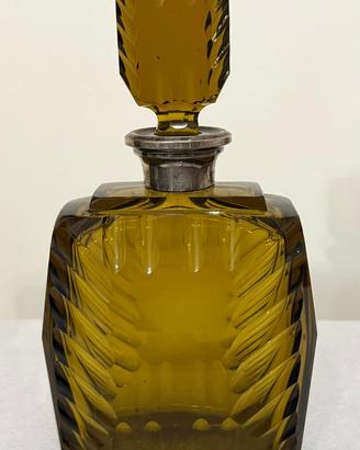Antica bottiglia in cristallo e argento 800