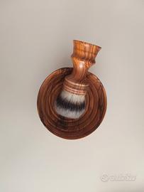 pennello e ciotola da barba  artigianali in ulivo