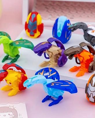 8 uova di dinosauro trasformabili colorate fake Ba