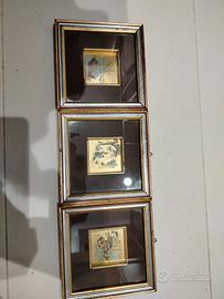  quadretti vintage in foglia d'oro zecchino
