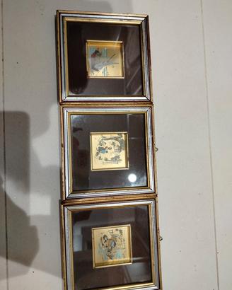  quadretti vintage in foglia d'oro zecchino