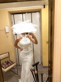 Abito pizzo bianco con strascico