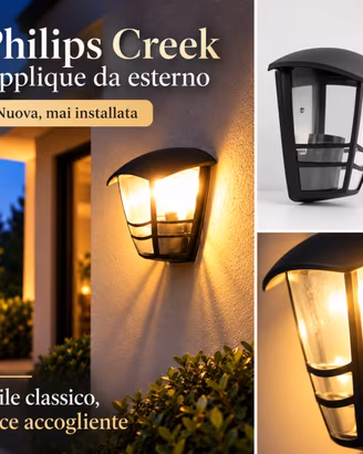 Philips Creek Applique da Esterno Nera E27 Lampada