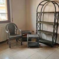 Completo in vimini camera da letto azzurro polvere