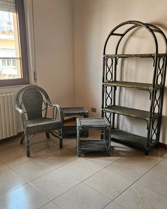 Completo in vimini camera da letto azzurro polvere