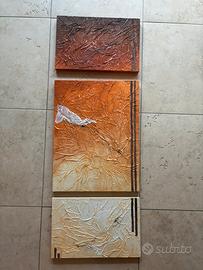Tris quadri moderni astratti effetto materico