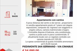 Appartamento 1°piano con posto auto e cantina