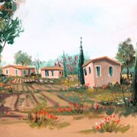 Quadro " Borgo fiorito " Ruzzon (Pittore Padovano)