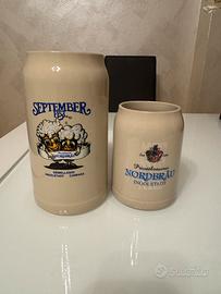 Set 2 Boccali Birra Ceramica Nordbräu Ingolstadt