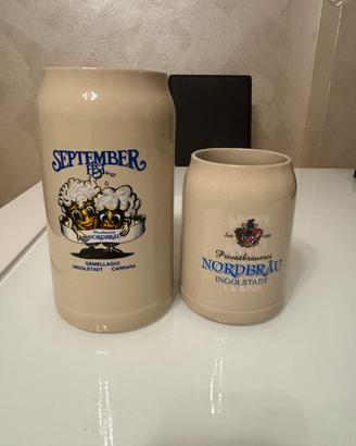 Set 2 Boccali Birra Ceramica Nordbräu Ingolstadt