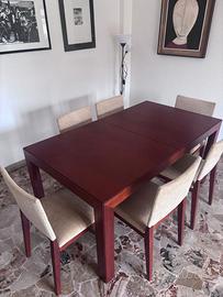 TAVOLO IN LEGNO ALLUNGABILE + 6 SEDIE