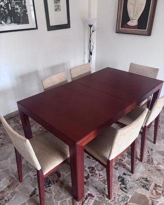 TAVOLO IN LEGNO ALLUNGABILE + 6 SEDIE