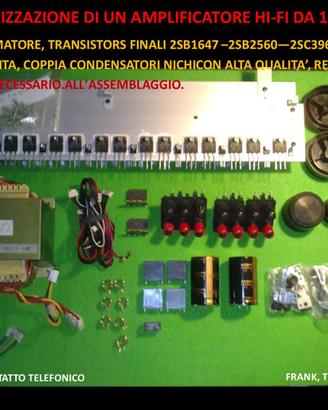 KIT REALIZZAZIONE AMPLIFICATORE DA 130 + 130 WATT