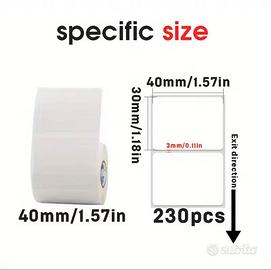3 rotoli 40x30mm carta per etichette termica
