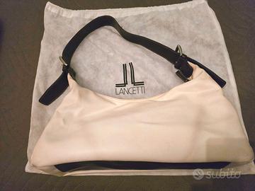 BORSA DONNA “LANCETTI”  IN PELLE PANNA E MARRONE