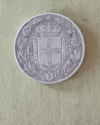 Moneta 5 lire Italia 1878 riconio