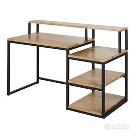 Scrivania con 3 ripiani in legno di mango e metal