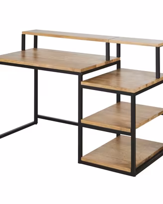 Scrivania con 3 ripiani in legno di mango e metal