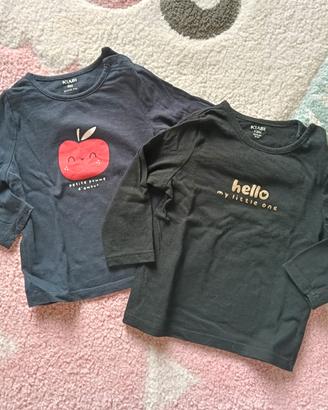 Kiabi maglie neonata 9 e 12 mesi , cotone blu nero