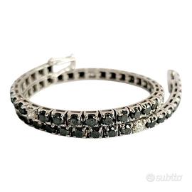 Bracciale Tennis Oro Diamanti Neri e Bianchi 18kt