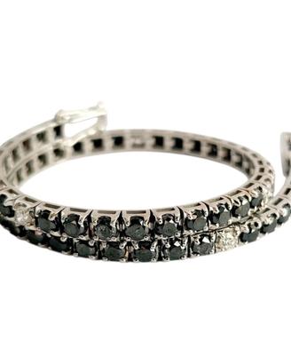 Bracciale Tennis Oro Diamanti Neri e Bianchi 18kt