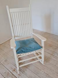 Sedia a dondolo legno bianco