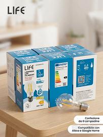 6 lampadine led smart E27 filamento Alexa/google