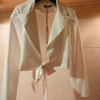 Giacchino donna bianco Nuna Lie con fiocco in raso