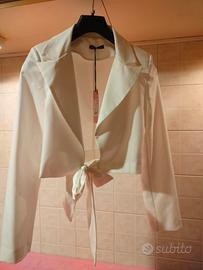 Giacchino donna bianco Nuna Lie con fiocco in raso