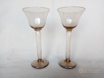 Da collezione coppia bicchieri alti vetro soffiato