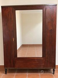 Armadio vintage anni 40/50 in legno con specchio