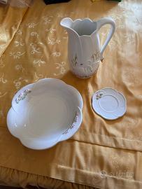 Set lavabo brocca catino e piattino ceramica