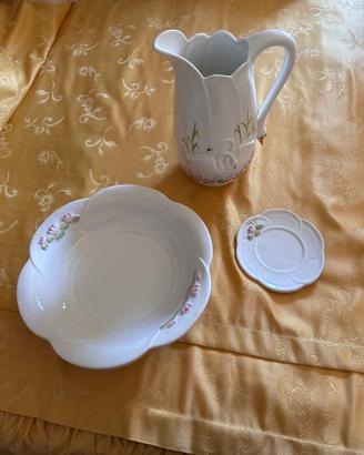 Set lavabo brocca catino e piattino ceramica