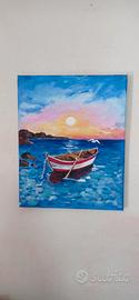 quadro barca in mare 24 x 30 