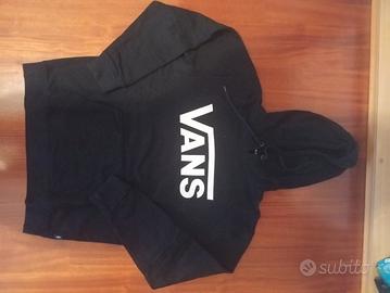 Felpa Vans Nera con Cappuccio e Logo Bianco - L