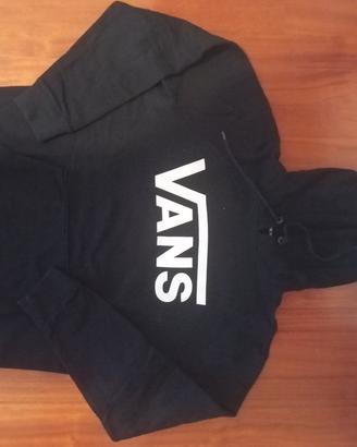 Felpa Vans Nera con Cappuccio e Logo Bianco - L
