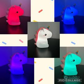 Lampada notte touch - unicorno rosa - multicolore