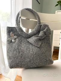 Borsa in lana cotta grigia Accessorize