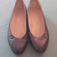 Scarpe Mocassini con Tacco. In Pelle Blu. Mis. 37