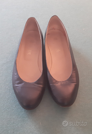 Scarpe Mocassini con Tacco. In Pelle Blu. Mis. 37