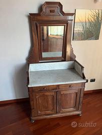 Toilette antica fine 800 in noce con marmo bianco