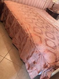 Copriletto in misto seta tessuto broccato vintage