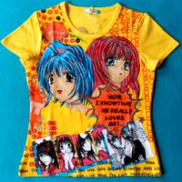 T- SHIRT Maglietta MANGA con GLITTER Tg. M, NUOVA!